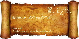 Macher Árpád névjegykártya