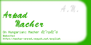 arpad macher business card